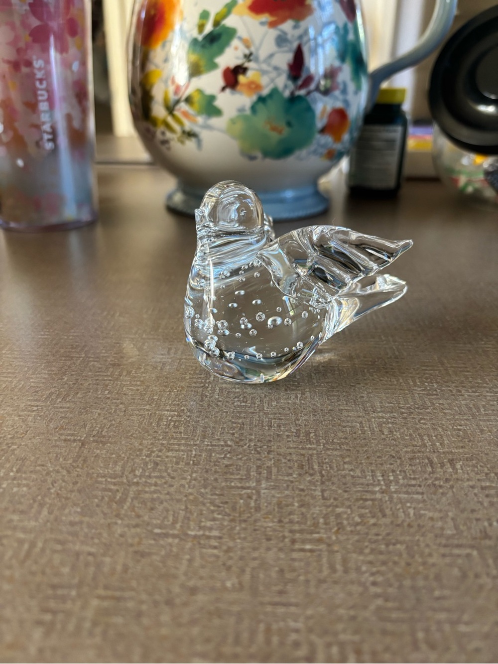 Lefton Clear Glass Bubble Bird Figurine